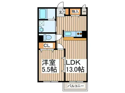 シェ ブラン(1LDK/1階)の間取り写真