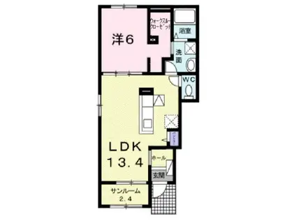 ローズパーク曙(1LDK/1階)の間取り写真