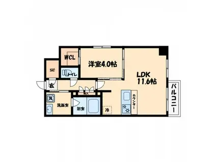 LEGALAND難波南(1LDK/3階)の間取り写真