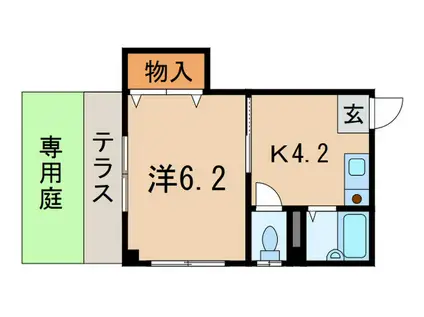 プラムコート(1K/1階)の間取り写真