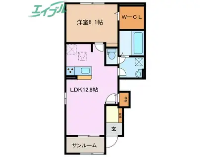 シェルト クレーテ II(1LDK/1階)の間取り写真