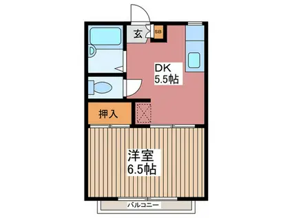 山崎ハイツ(1DK/2階)の間取り写真