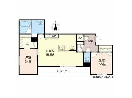 SHAMAISON ALIVIO(2LDK/2階)の間取り写真