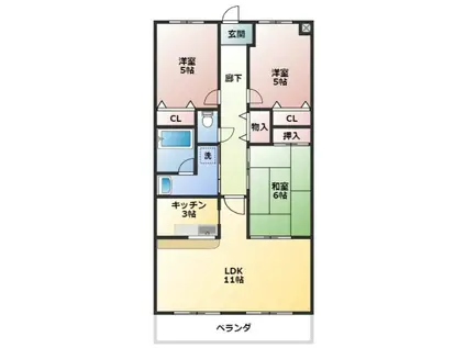 第2グランドビル永吉(3LDK/4階)の間取り写真