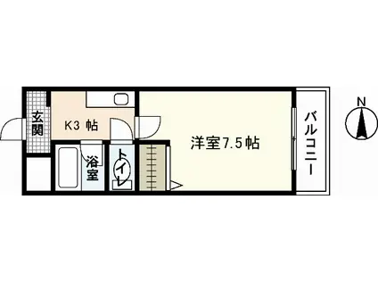 グランデパラッツォ大芝(1K/7階)の間取り写真