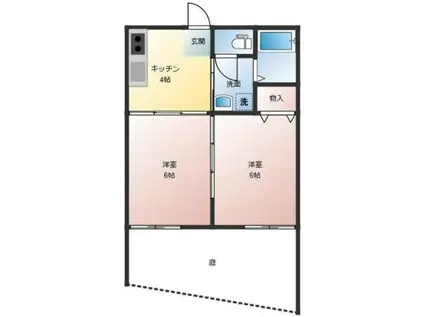 ナガサワコーポ(2K/1階)の間取り写真