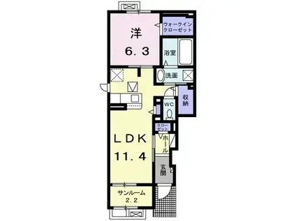 スマイル オネスト(1LDK/1階)の間取り写真