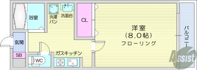 FUJIKOハイツⅦ(1K/1階)の間取り写真
