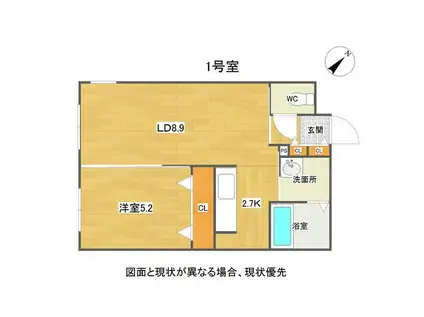 TOMORROW山の手(1LDK/1階)の間取り写真