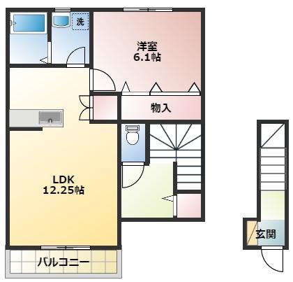 エムズコート春岡(1LDK/2階)の間取り写真