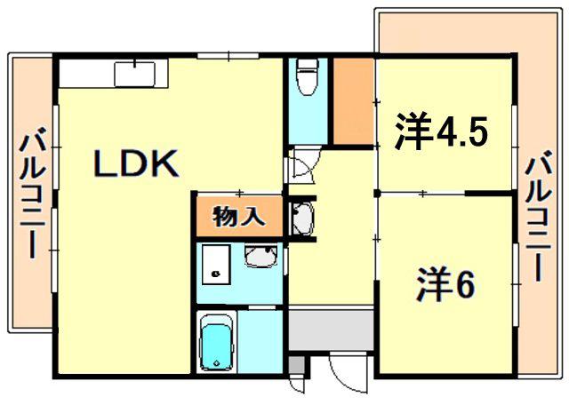大沢マンション(2LDK/3階)の間取り写真