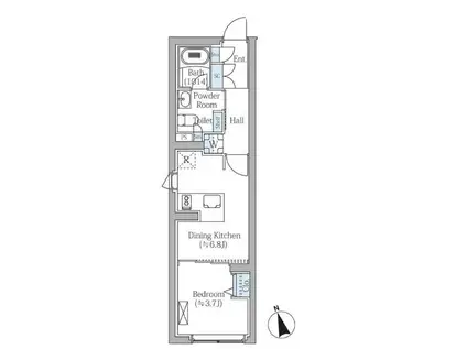 COMPOSITE新宿三丁目(1DK/2階)の間取り写真