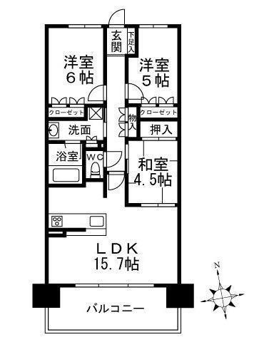 プラウドシティ神戸名谷(3LDK/2階)の間取り写真