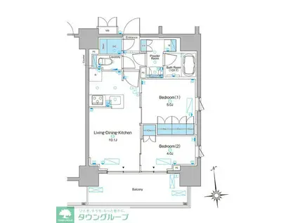 ブラウ東上野(2LDK/11階)の間取り写真