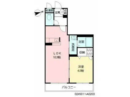 ラ・ポール中井(1LDK/2階)の間取り写真