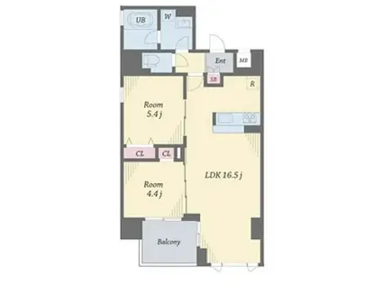 エルシノア住吉(2LDK/6階)の間取り写真