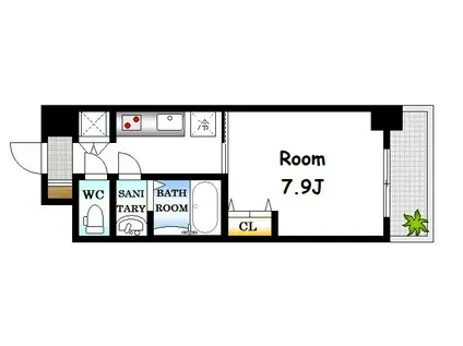 REVERB 二葉の里(1K/9階)の間取り写真