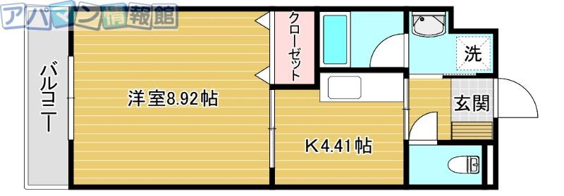 ソレイユII(1K/1階)の間取り写真