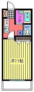 ツインライブ岸町II(1K/2階)の間取り写真