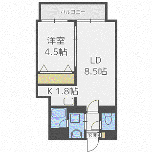レジディア南一条イースト(1LDK/10階)の間取り写真