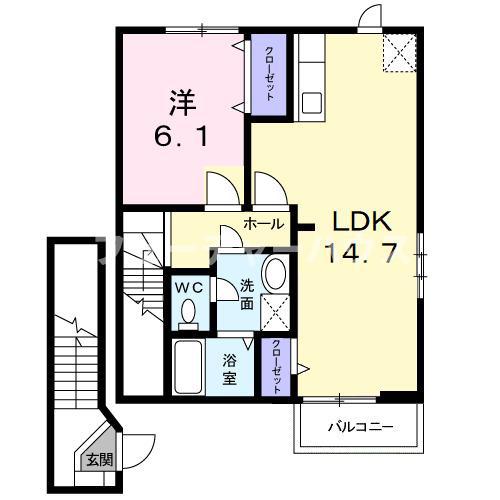 パルテールセゾンA(1LDK/2階)の間取り写真