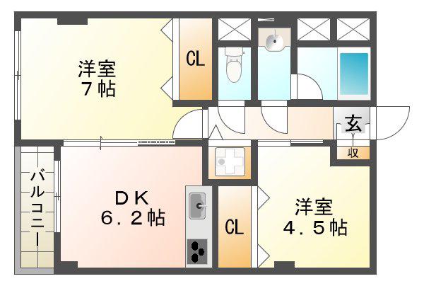 リアルテ霞が丘(1LDK/5階)の間取り写真