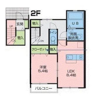 ベルカーサ折口原(1LDK/2階)の間取り写真