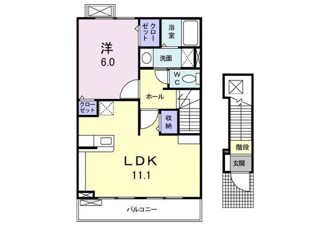 ベッテルI(1LDK/2階)の間取り写真