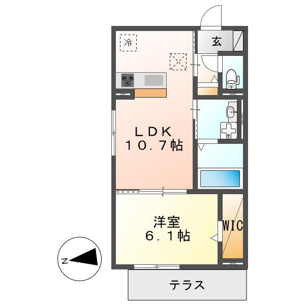 D-ROOM名駅E棟(1LDK/1階)の間取り写真