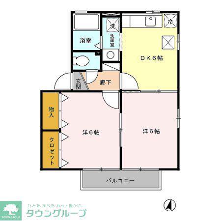 ブラン・メゾン A/B/C(2DK/1階)の間取り写真