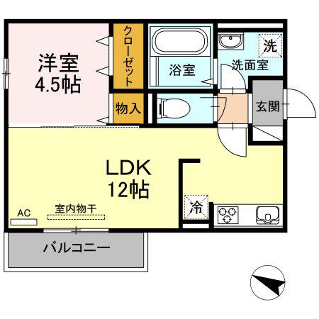 LEAFULL(1LDK/3階)の間取り写真