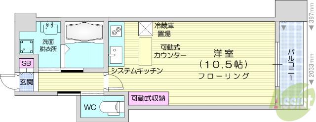 HF西公園レジデンス(ワンルーム/7階)の間取り写真