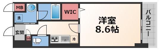 スタシオン俊徳道(1DK/10階)の間取り写真