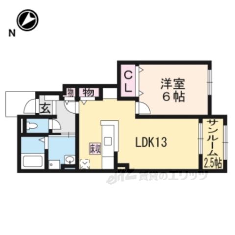 モルトベーネ2(1LDK/1階)の間取り写真