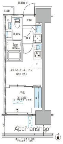 パークアクシス西大島コンフォートスクエア(1DK/11階)の間取り写真