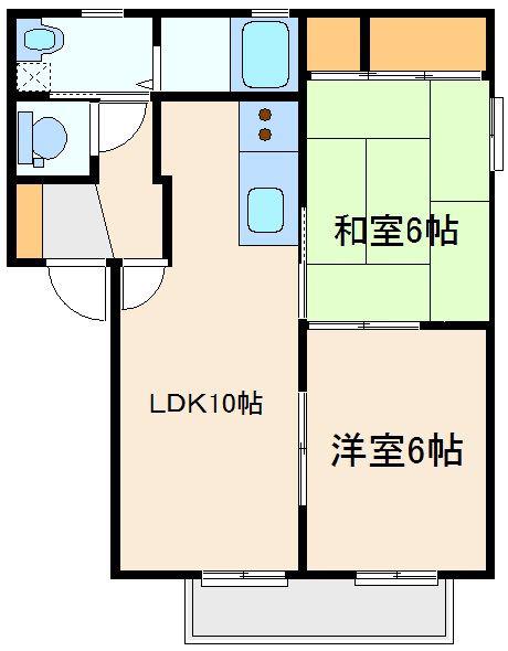 レジデンスみなみI(2LDK/1階)の間取り写真