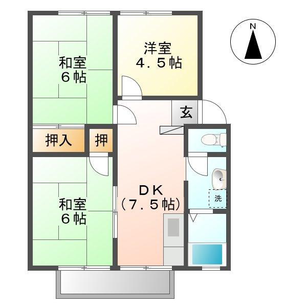 パナハイツ福永(3DK/2階)の間取り写真