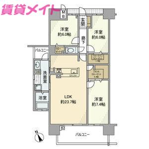 アルファステイツ四日市新正(3LDK/4階)の間取り写真