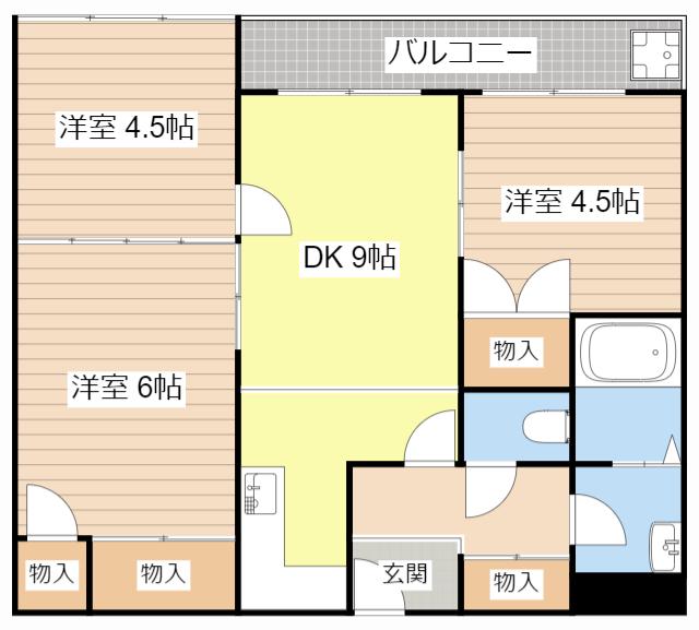 生出マンション(3DK/3階)の間取り写真