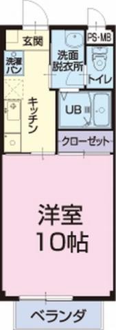 グリーン廣本(1K/1階)の間取り写真