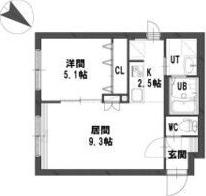 グランメール 24-D(1LDK/4階)の間取り写真