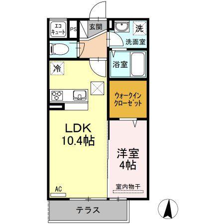 フロレスタ上杉(1LDK/1階)の間取り写真