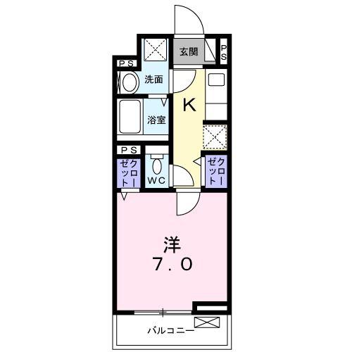 ＪＲ青梅線 西立川駅 徒歩4分 3階建 築6年(1K/3階)の間取り写真