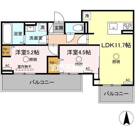 ルピナスシーサイド C棟(2LDK/3階)の間取り写真
