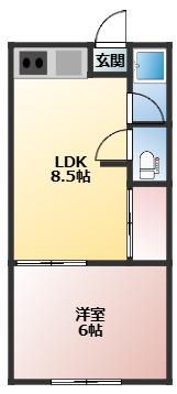コーポからまつ(1LDK/2階)の間取り写真
