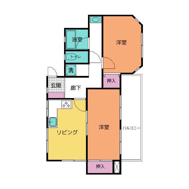 モラーダ(2DK/3階)の間取り写真