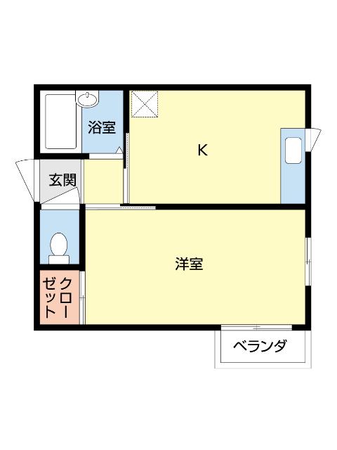 玄海コーポ(1DK/3階)の間取り写真
