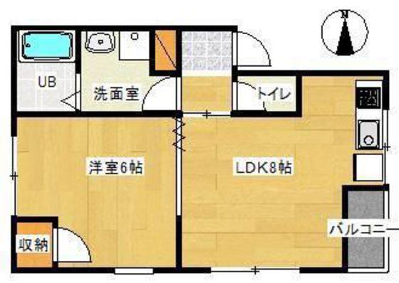 フレンズ伊福町(1LDK/2階)の間取り写真