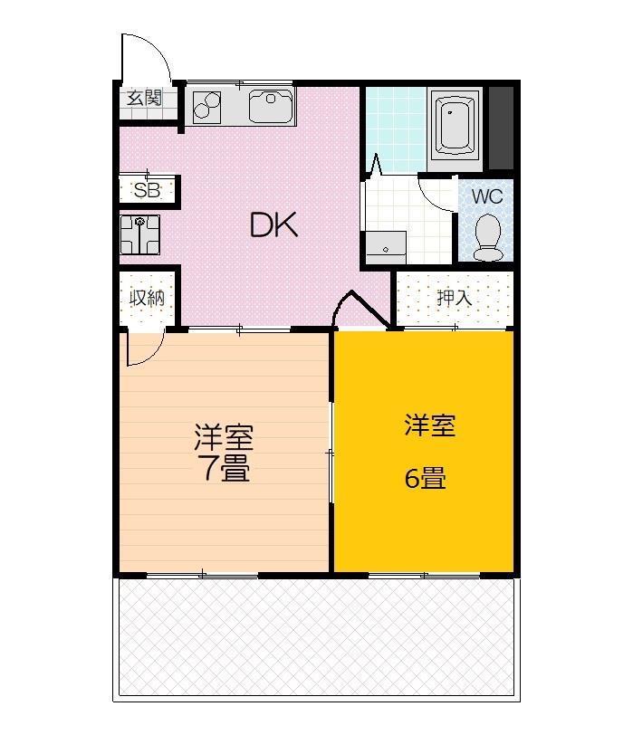 ライラックA(2DK/1階)の間取り写真