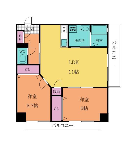 T THE STYLE(2LDK/6階)の間取り写真